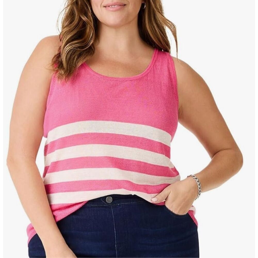 Nic+Zoe Women's Featherweight Striped Tank -Xxl